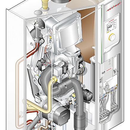 Schnittgrafik des neuen Gas-Brennwertgerätes.